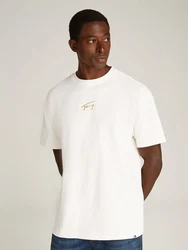 Tommy Jeans T-Shirt TJM REG GOLD SIGNATURE TEE EXT Weiß/Schwarz/Khaki/Beige