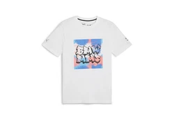 PUMA T-Shirt BMW M Motorsport Neon Energy Graphic Creme/Hellblau/Weiß