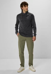STREET ONE MEN Stehkragenpullover Dunkelgrau/Grau