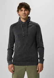 STREET ONE MEN Stehkragenpullover Dunkelgrau/Grau