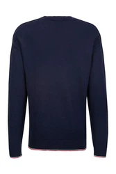 19V69 Italia Strickpullover KRIS Herren Pullover Basic mit Logopatch Dunkelblau/Blau/Lila/Hellblau