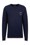 19V69 Italia Strickpullover KRIS Herren Pullover Basic mit Logopatch Dunkelblau/Blau/Lila/Hellblau