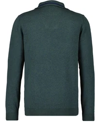 RAGMAN V-Ausschnitt Pullover mit Stehkragen und Zip Dunkelgrün/Türkis/Grün