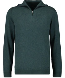 RAGMAN V-Ausschnitt Pullover mit Stehkragen und Zip Dunkelgrün/Türkis/Grün