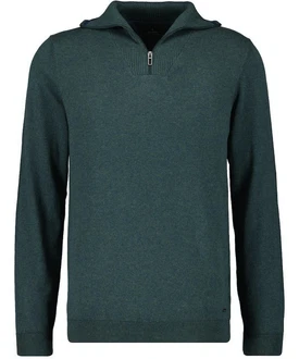 RAGMAN V-Ausschnitt Pullover mit Stehkragen und Zip Dunkelgrün/Türkis/Grün
