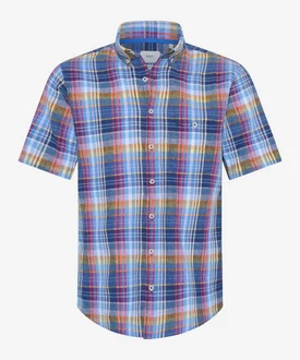 Brax Kurzarmhemd Style Dan C Mischfarben/Blau/Hellblau