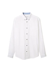 TOM TAILOR Langarmshirt Langarmhemd T-Shirt Weiß