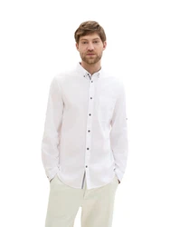 TOM TAILOR Langarmshirt Langarmhemd T-Shirt Weiß