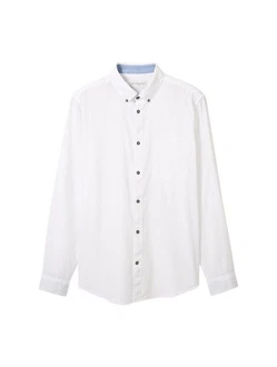 TOM TAILOR Langarmshirt Langarmhemd T-Shirt Weiß