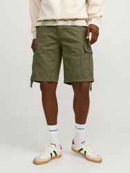 JACK & JONES Shorts 'COLE BARKLEY' Dunkelgrün/Khaki/Grün