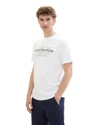 TOM TAILOR T-Shirt Weiß/Creme/Mischfarben/Dunkelblau/Grau