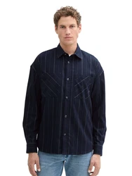 TOM TAILOR DENIM Hemd T-Shirt marine/hellgrau