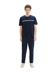 TOM TAILOR Denim T-Shirt mit Logo Print dunkelblau/weiß