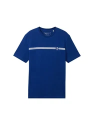 TOM TAILOR Denim T-Shirt mit Logo Print marine/weiß