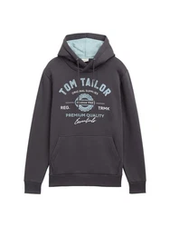 TOM TAILOR Sweatshirt Hoodie mit Logo-Print Grau/Braun/Dunkelblau/Dunkelgrau/Beige