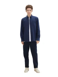 TOM TAILOR Langarmhemd, T-Shirt Dunkelblau/Hellblau