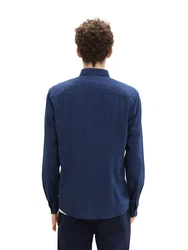 TOM TAILOR Langarmhemd, T-Shirt Dunkelblau/Hellblau