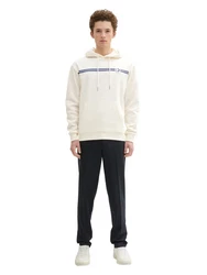 TOM TAILOR Denim Sweatshirt Hoodie mit Print Beige/Creme/Weiß