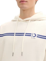 TOM TAILOR Denim Sweatshirt Hoodie mit Print Beige/Creme/Weiß