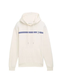 TOM TAILOR Denim Sweatshirt Hoodie mit Print Beige/Creme/Weiß