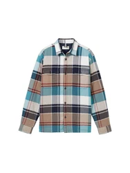 TOM TAILOR Langarmhemd T-Shirt Hellblau/Blau/Mischfarben/Beige/Creme/Braun