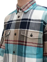 TOM TAILOR Langarmhemd T-Shirt Hellblau/Blau/Mischfarben/Beige/Creme/Braun