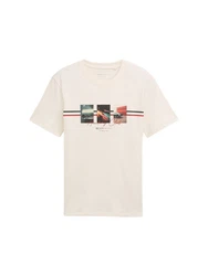 TOM TAILOR T-Shirt Beige/Khaki/Weiß/Schwarz