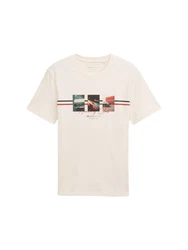 TOM TAILOR T-Shirt Beige/Khaki/Weiß/Schwarz