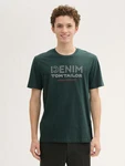 TOM TAILOR Denim T-Shirt mit Logo Print Dunkelgrün/Grün