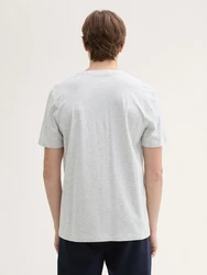 TOM TAILOR Denim T-Shirt mit Logo Print Braun/Grau/Hellgrau