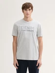 TOM TAILOR Denim T-Shirt mit Logo Print Braun/Grau/Hellgrau