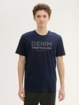 TOM TAILOR Denim T-Shirt mit Logo Print dunkelblau/melone/weiß