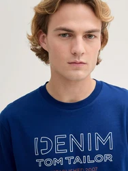 TOM TAILOR Denim T-Shirt mit Logo Print Dunkelblau/Blau
