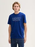 TOM TAILOR Denim T-Shirt mit Logo Print Dunkelblau/Blau