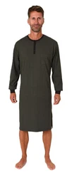 Normann Pyjama Herren langarm Nachthemd Dunkelgrün/Grün/Khaki