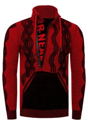 Rusty Neal Strickpullover Design Rot/Dunkelrot