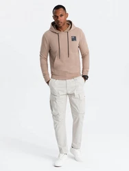 OMBRE Kapuzenshirt Herren Känguru-Sweatshirt mit Kapuze Beige/Khaki/Braun/Gold