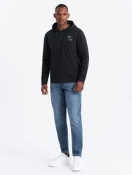 OMBRE Kapuzenshirt Herren Känguru-Sweatshirt mit Kapuze Schwarz/Hellblau/Dunkelgrau
