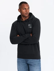 OMBRE Kapuzenshirt Herren Känguru-Sweatshirt mit Kapuze Schwarz/Hellblau/Dunkelgrau