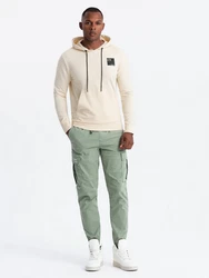 OMBRE Kapuzenshirt Herren Känguru-Sweatshirt mit Kapuze Beige/Khaki/Weiß/Creme