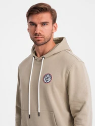 OMBRE Kapuzenshirt Herren-Känguru-Sweatshirt im College-Stil Khaki/Beige