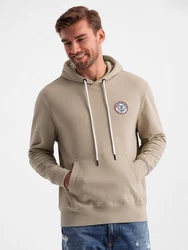 OMBRE Kapuzenshirt Herren-Känguru-Sweatshirt im College-Stil Khaki/Beige