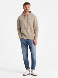 OMBRE Kapuzenshirt Herren-Känguru-Sweatshirt im College-Stil Khaki/Beige