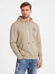 OMBRE Kapuzenshirt Herren-Känguru-Sweatshirt im College-Stil Khaki/Beige