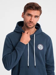 OMBRE Kapuzenshirt Herren-Känguru-Sweatshirt im College-Stil Dunkelblau/Blau/Hellblau