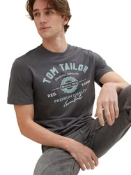 TOM TAILOR T-Shirt mit Logo-Print trkis/hellgrau/dunkelgrau