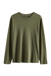Next Langarmshirt Rundhalsshirt Regular Fit Dunkelgrün