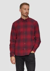 s.Oliver Langarmhemd Regular Fit mit Button-Down-Kragen Dunkelrot/Rot/Lila