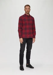 s.Oliver Langarmhemd Regular Fit mit Button-Down-Kragen Dunkelrot/Rot/Lila