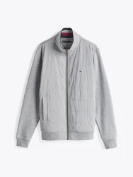 TOMMY HILFIGER Sweatjacke MIX MEDIA ZIP THRU STAND CLR grau/light grau heather